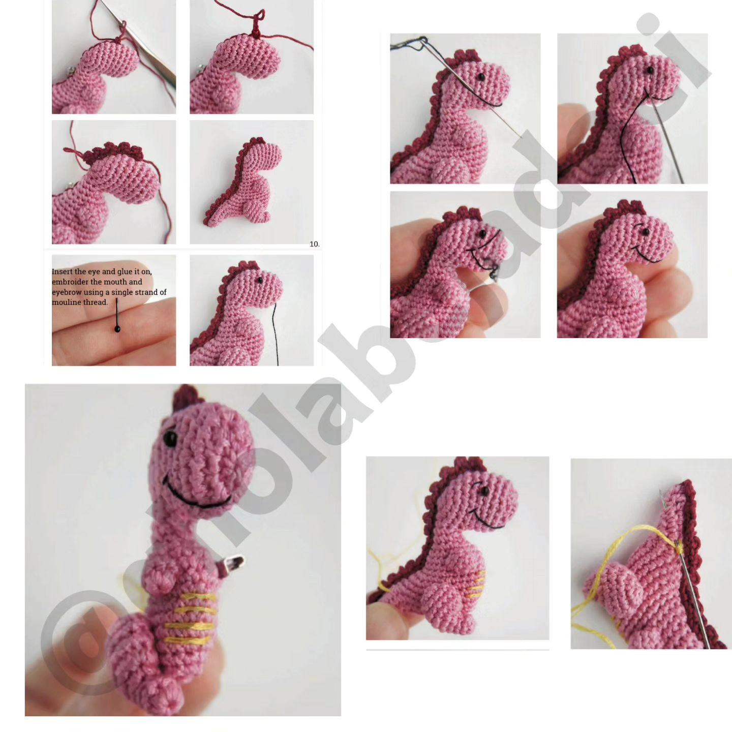 pink dinosaur, blue dinosaur crochet pattern