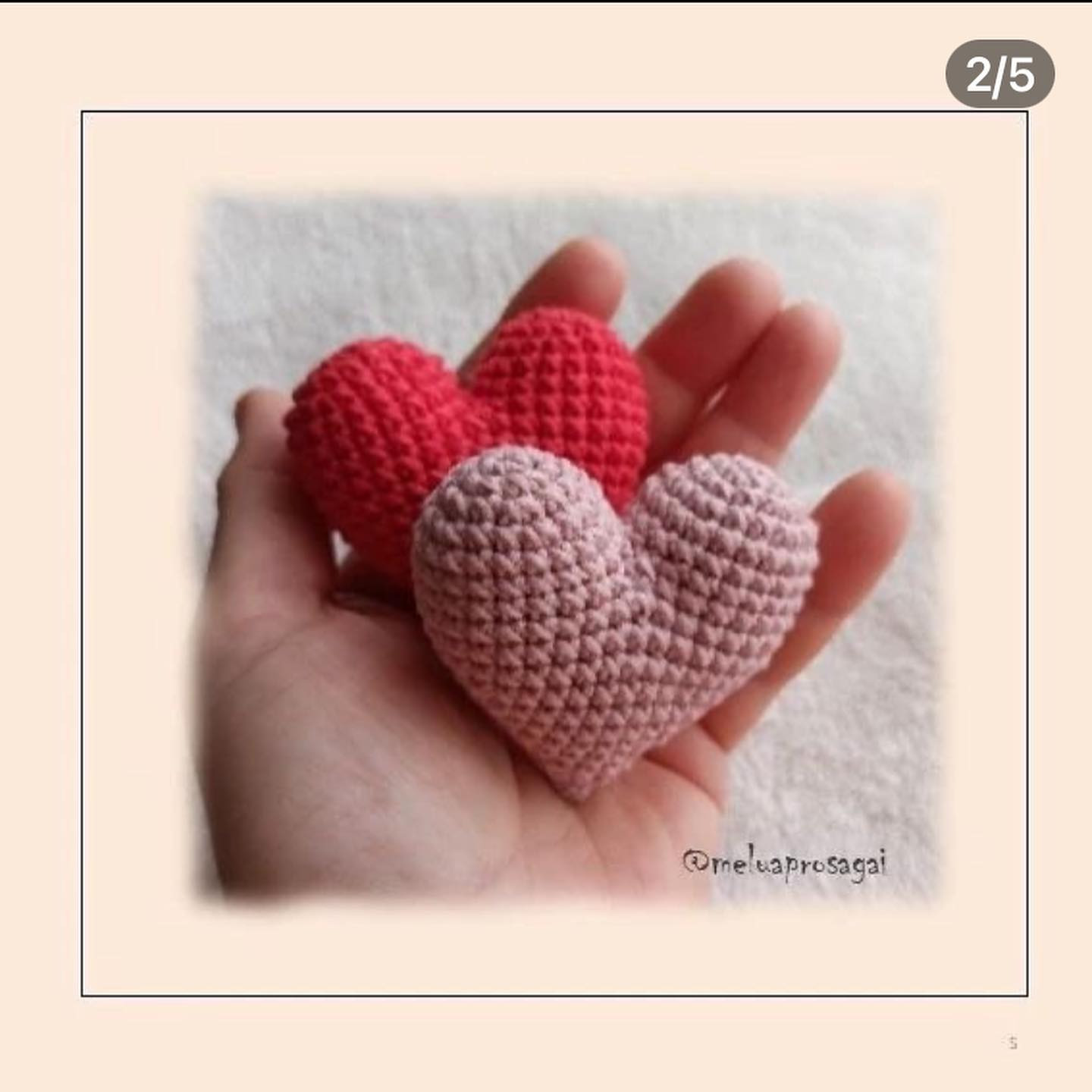 pink heart, red heart crochet pattern
