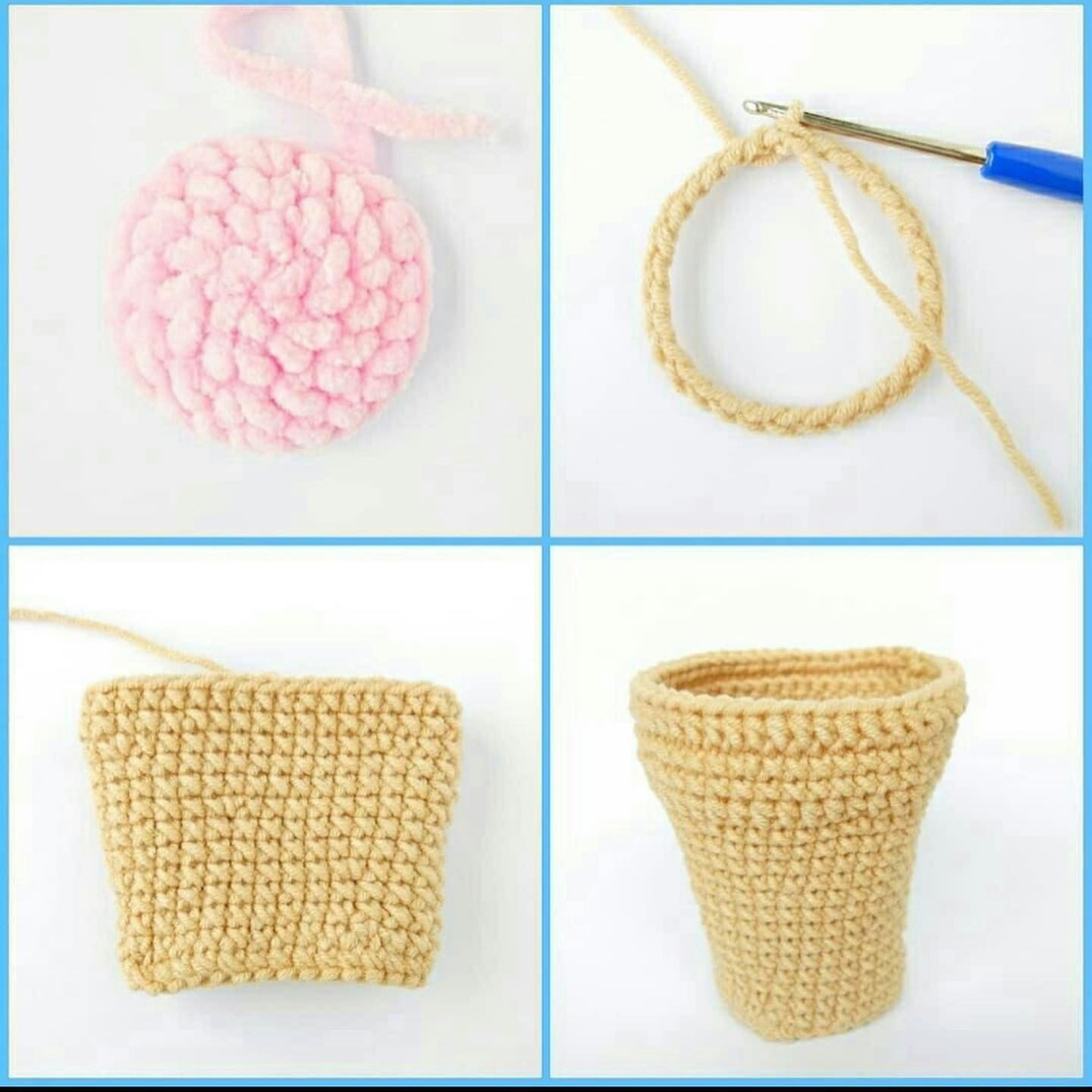 pink ice cream cup.crochet pattern