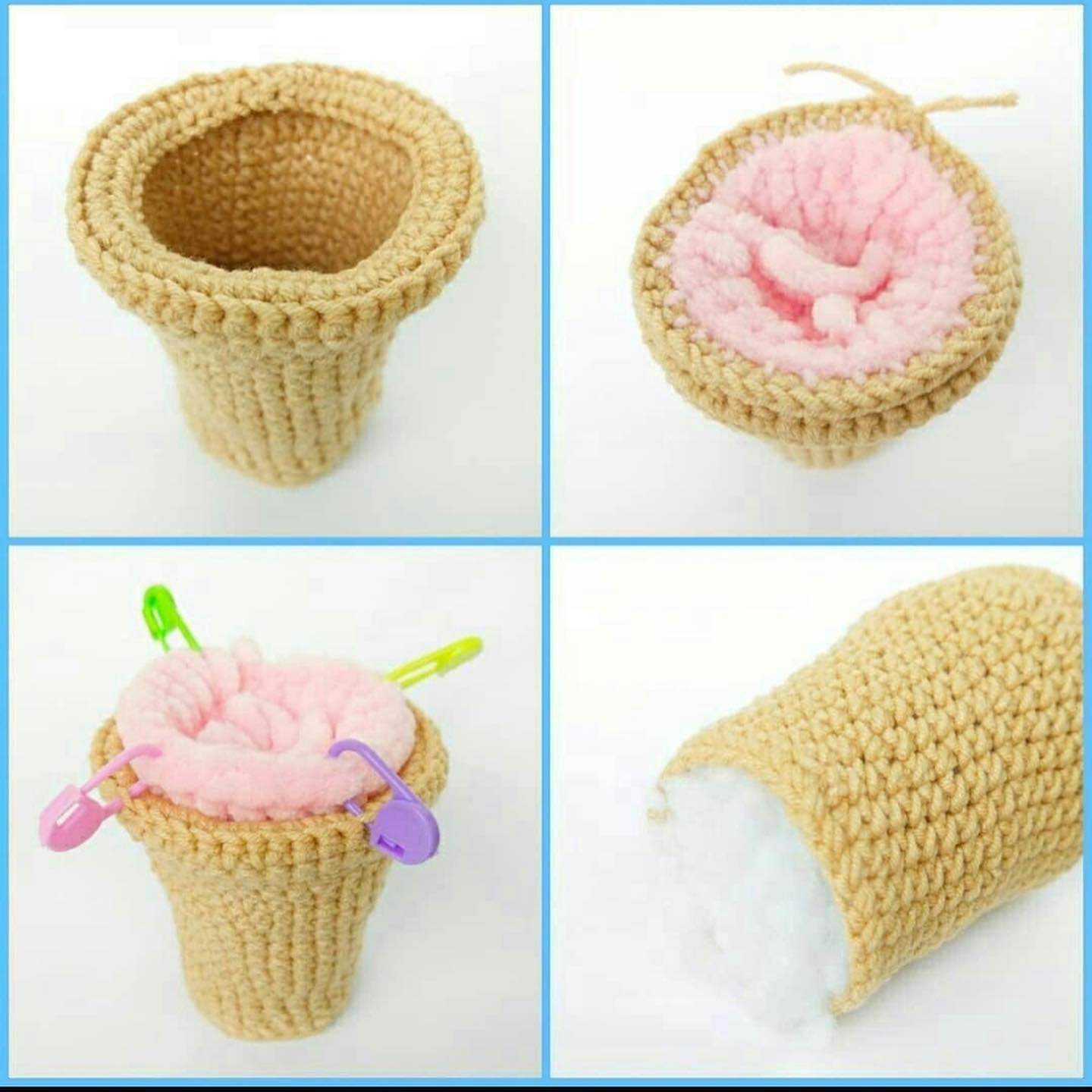 pink ice cream cup.crochet pattern