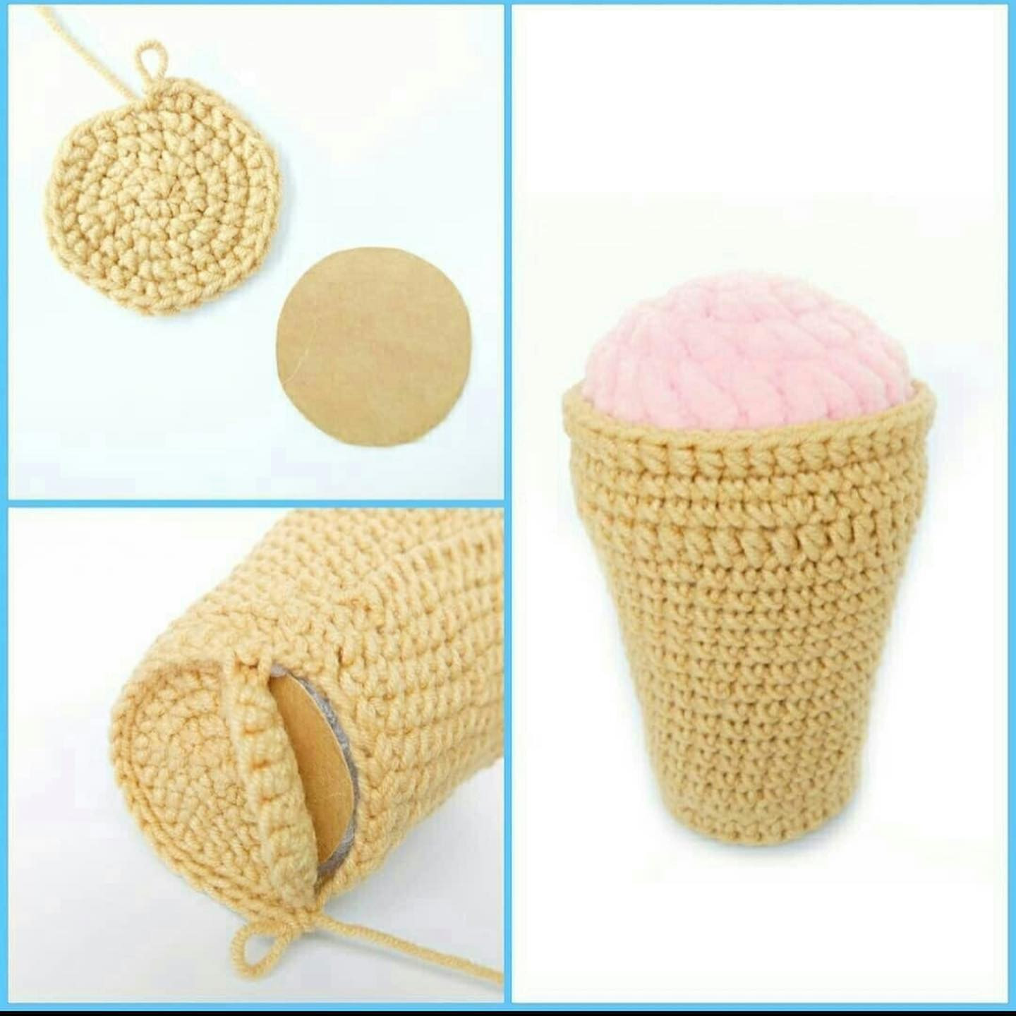 pink ice cream cup.crochet pattern