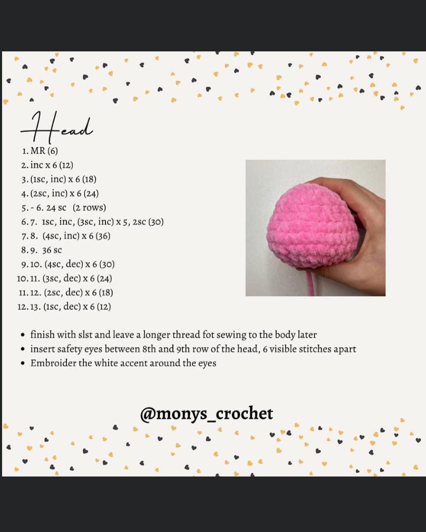 Pink pig, black eyes.free crochet pattern