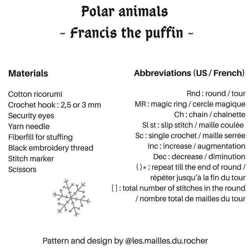 polar animals francis the puffin crochet pattern