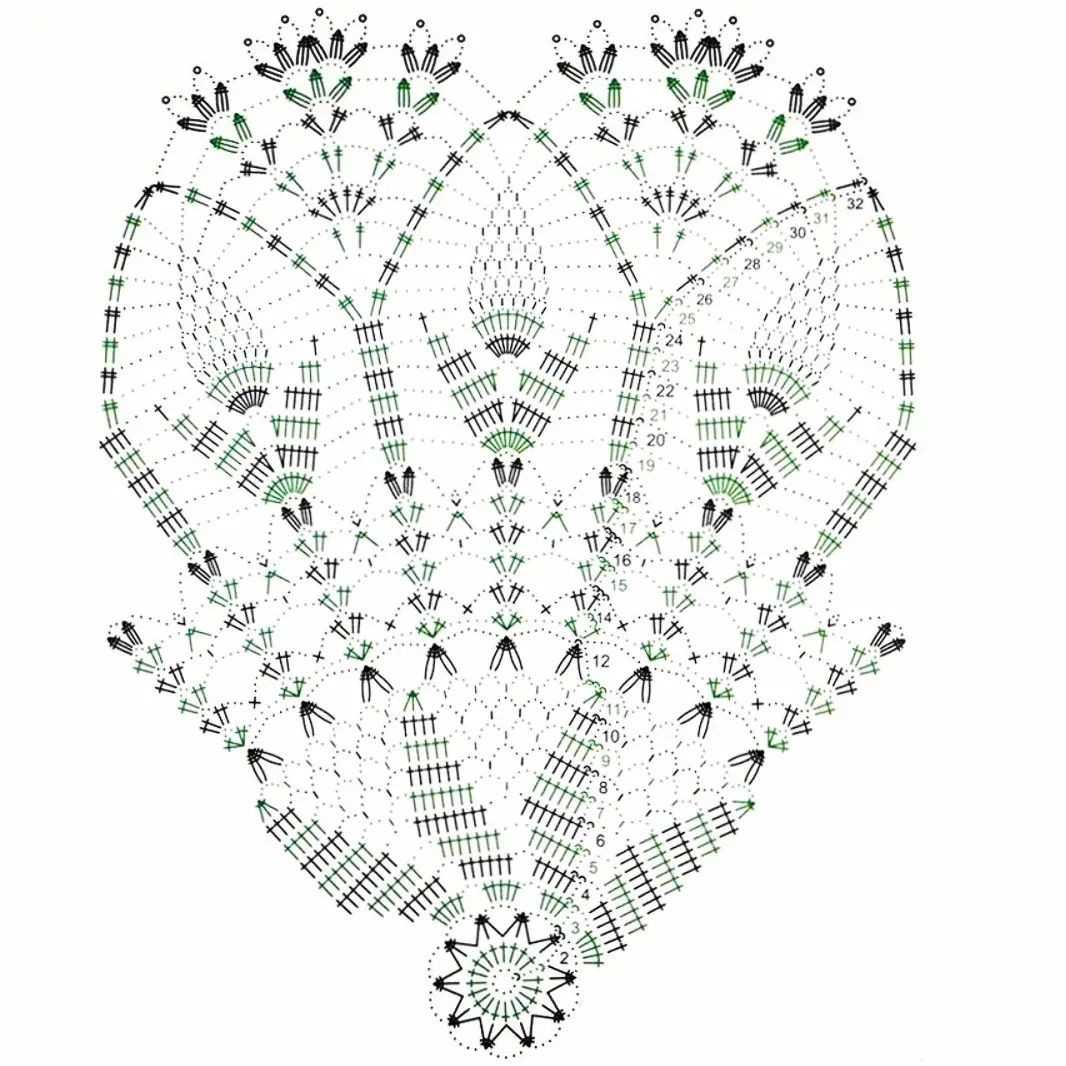 round free crochet pattern with small leaves in the center, small leaves in the center.