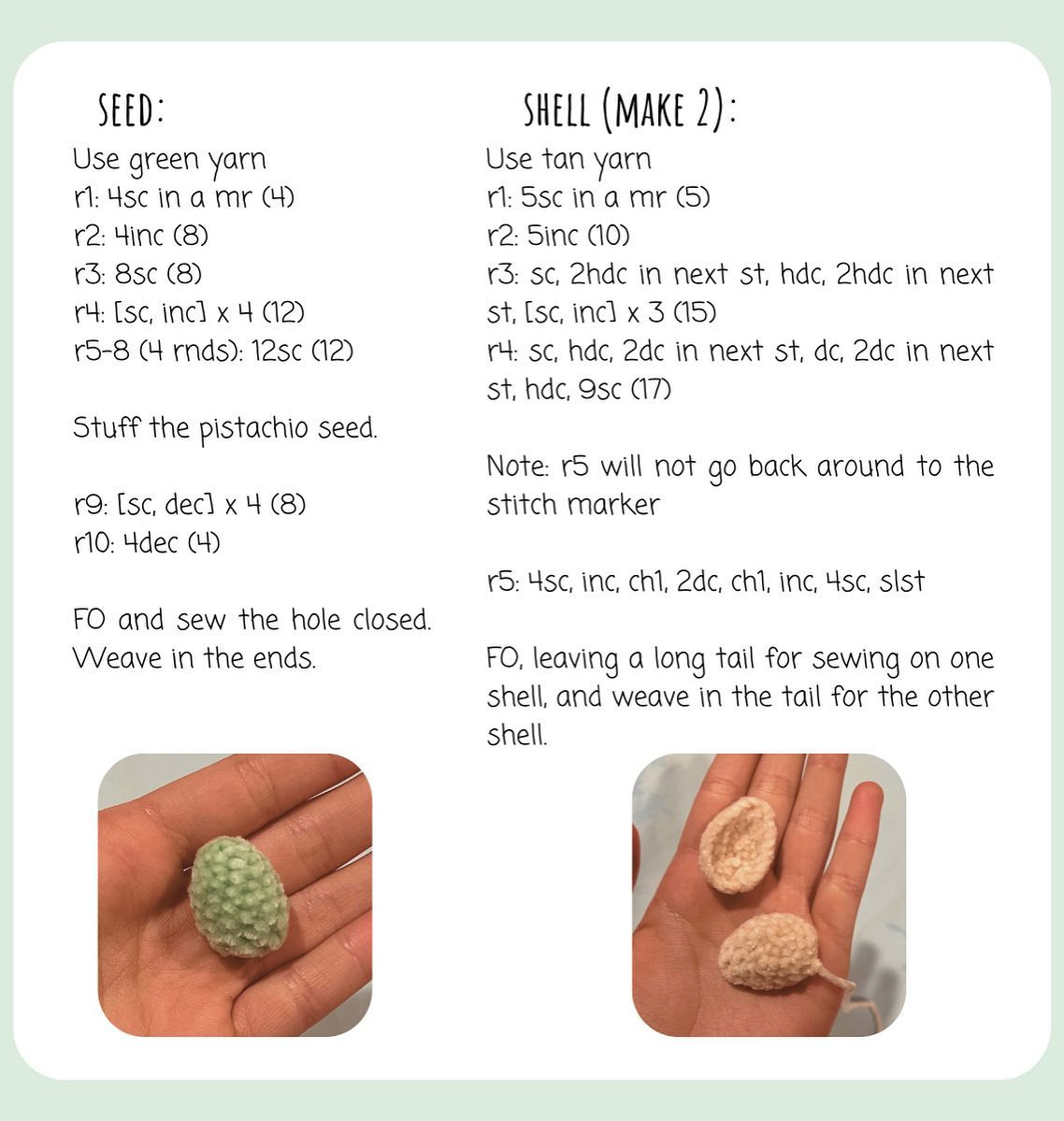 small pistachio crochet pattern