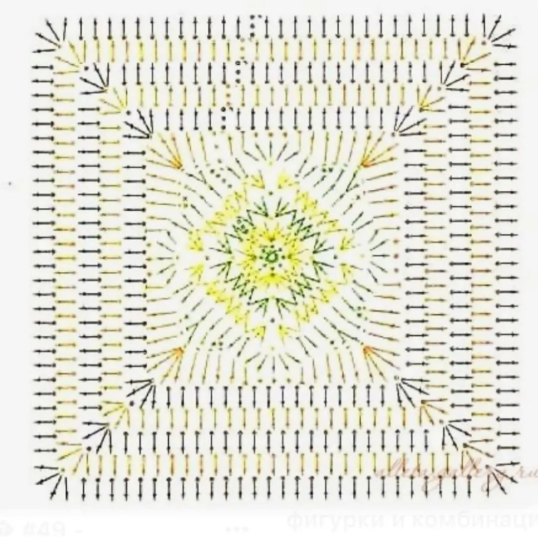 square decorative circle crochet pattern