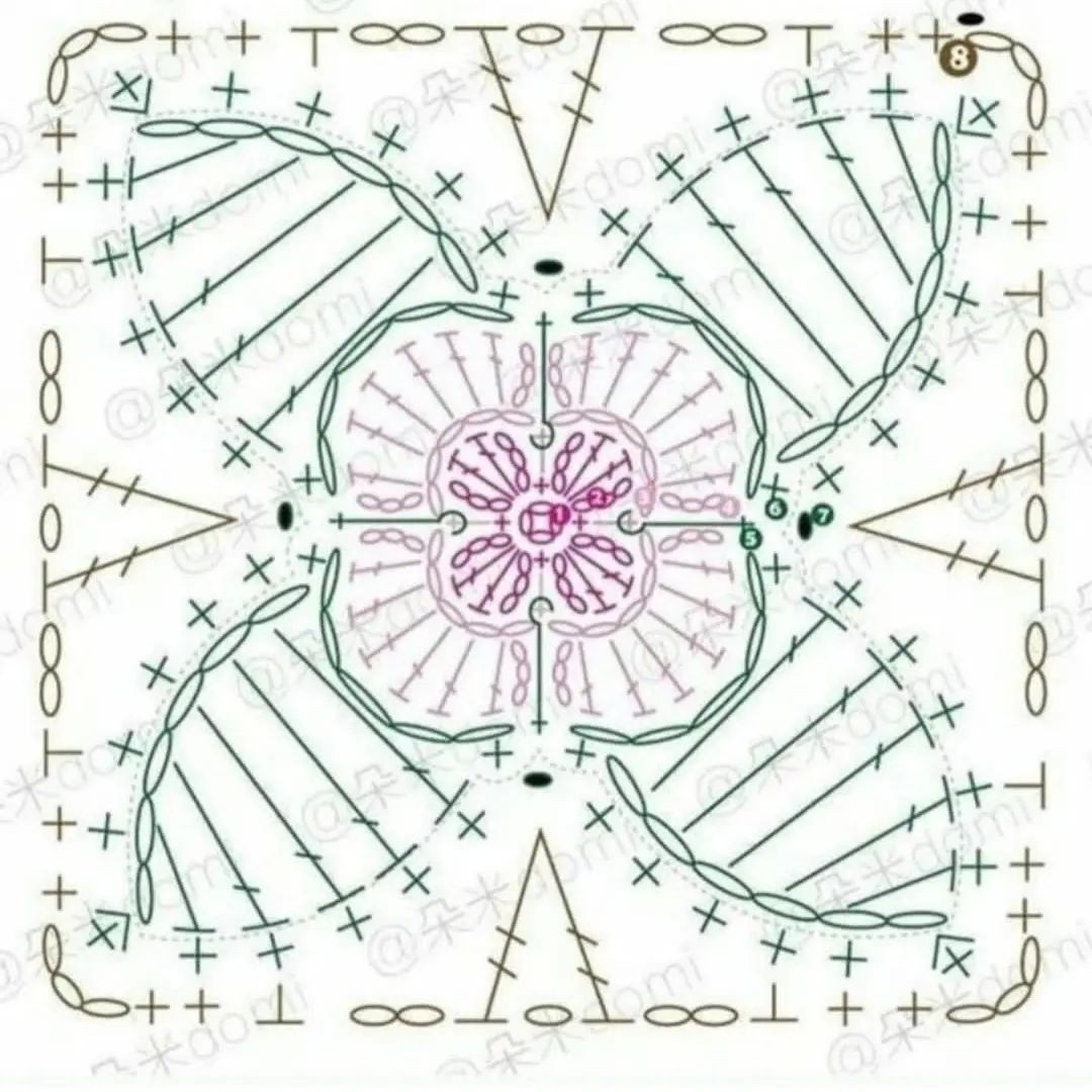 square decorative circle crochet pattern