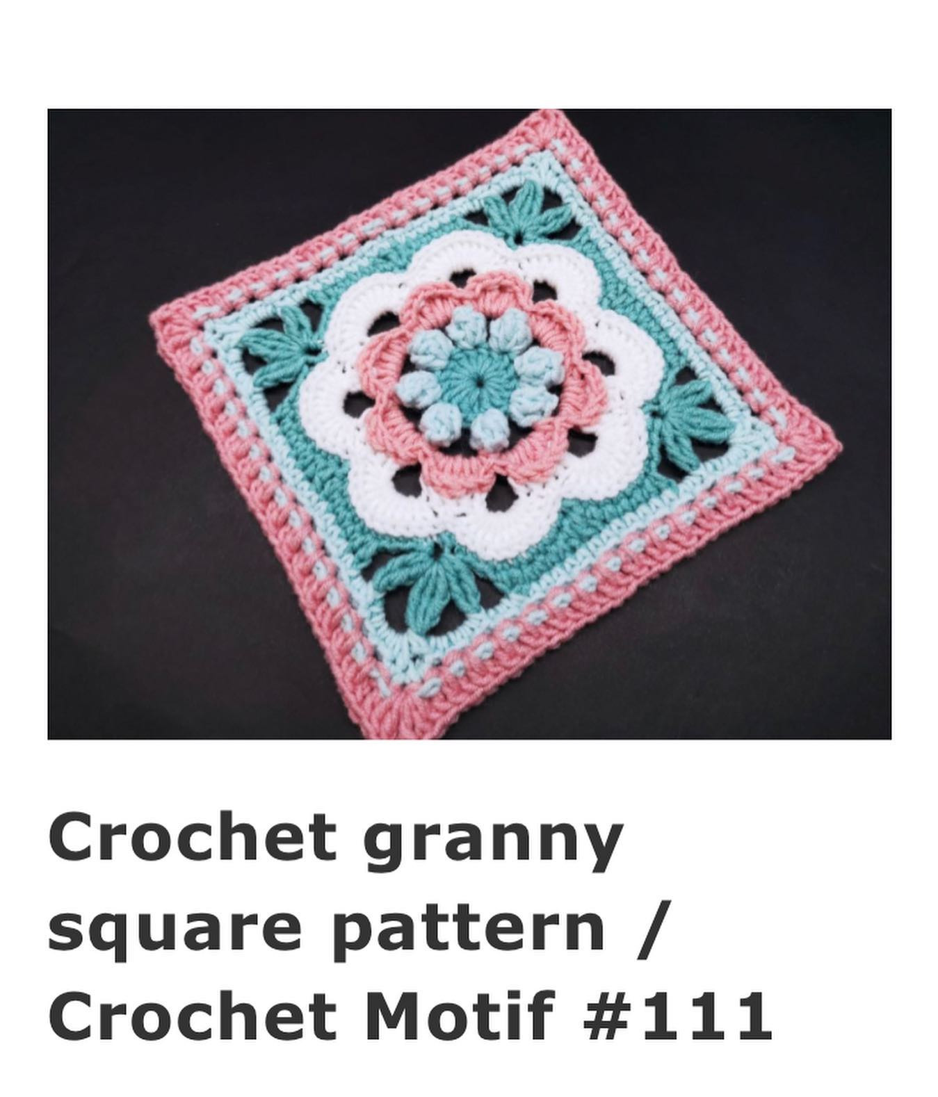 square decorative circle, four corners with 3 leaves crochet pattern