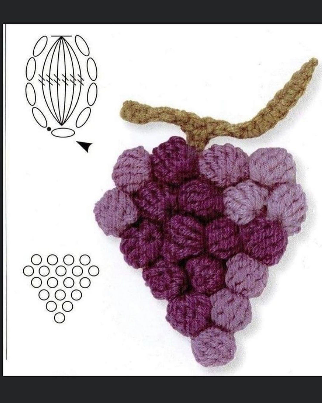 square earrings, bunch of purple grapes crochet pattern