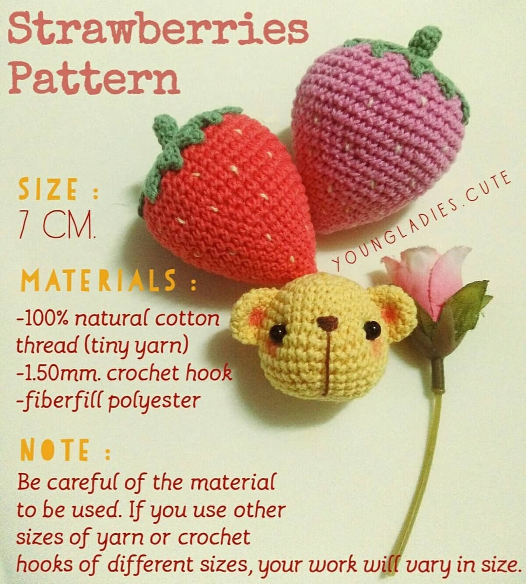 strawberries orange, purple.crochet pattern