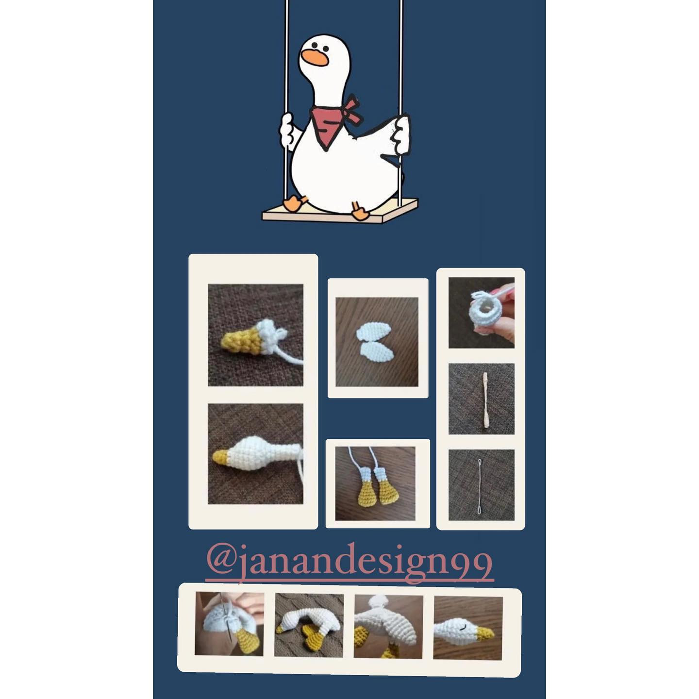 White duck, yellow bill, yellow legs.crochet pattern
