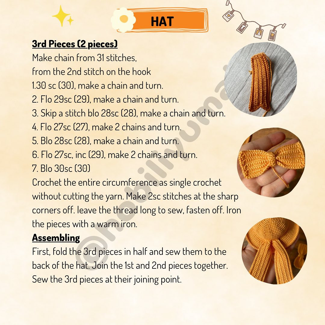 yellow hat, yellow bow, free crochet pattern