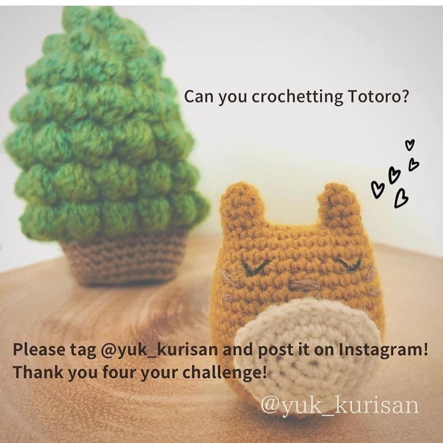 yellow totoro, white belly.free crochet pattern