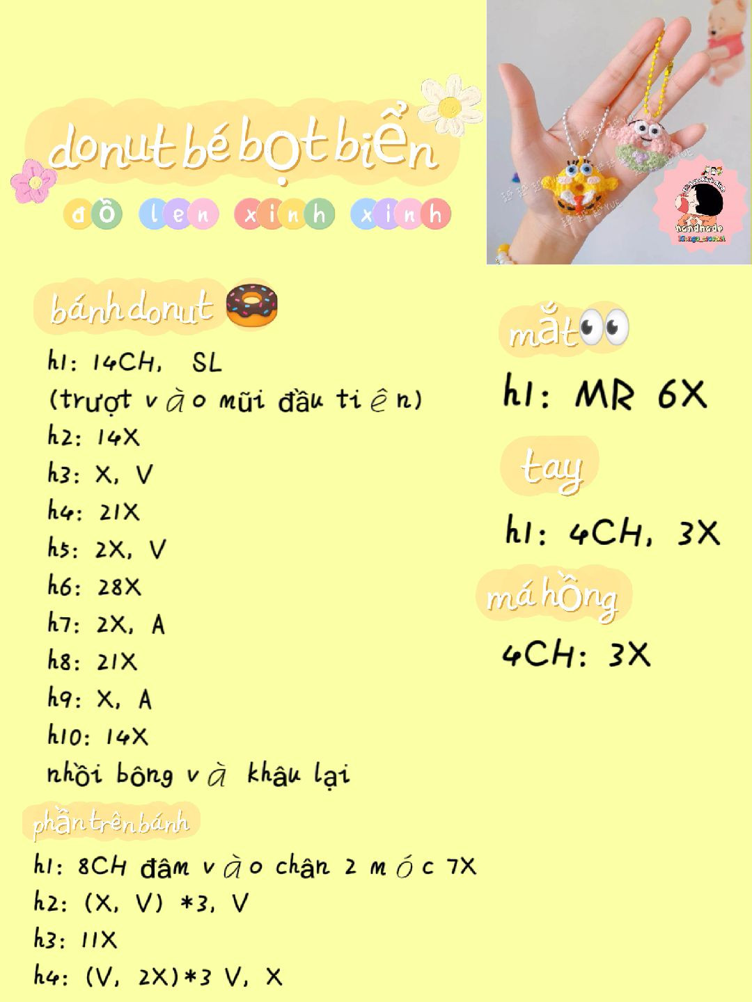 4 mẫu chart móc bánh donut, donut minion,  donut judy and nick, donut pochacoo, donut cinnamoroll