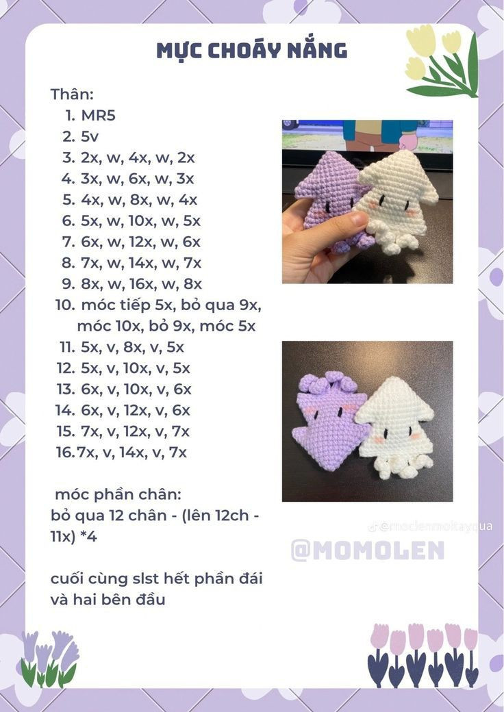 6 chart móc đơn giàn cho người mới, chú thỏ màu kem. mực choáy nắng, chart mochi cosplay gà,  chart bé thỏ hồng, Thỏ vòng hoa, Thỏ đào bự.