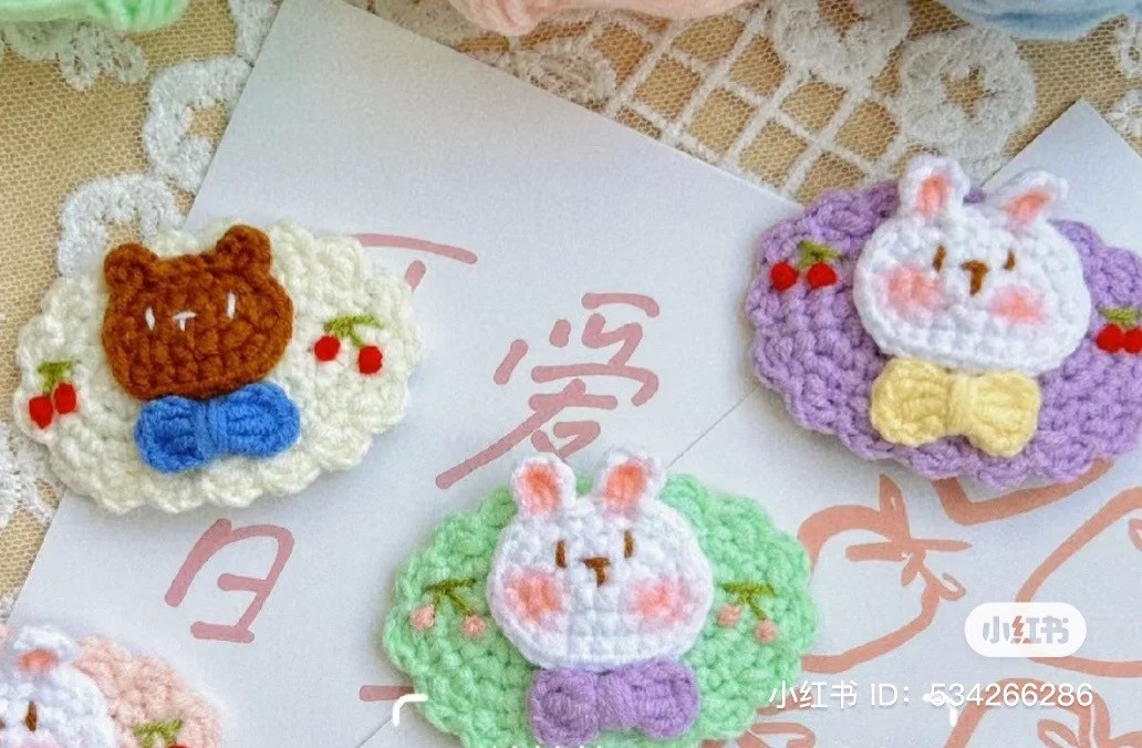 alien hairpin, tiger hairpin, rabbit hairpin, bear flower hairpin, rabbit flower hairpin, crochet pattern