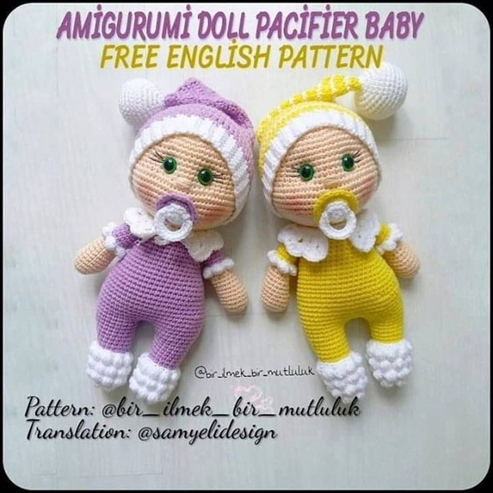 amigurumi doll pacifier baby free english pattern