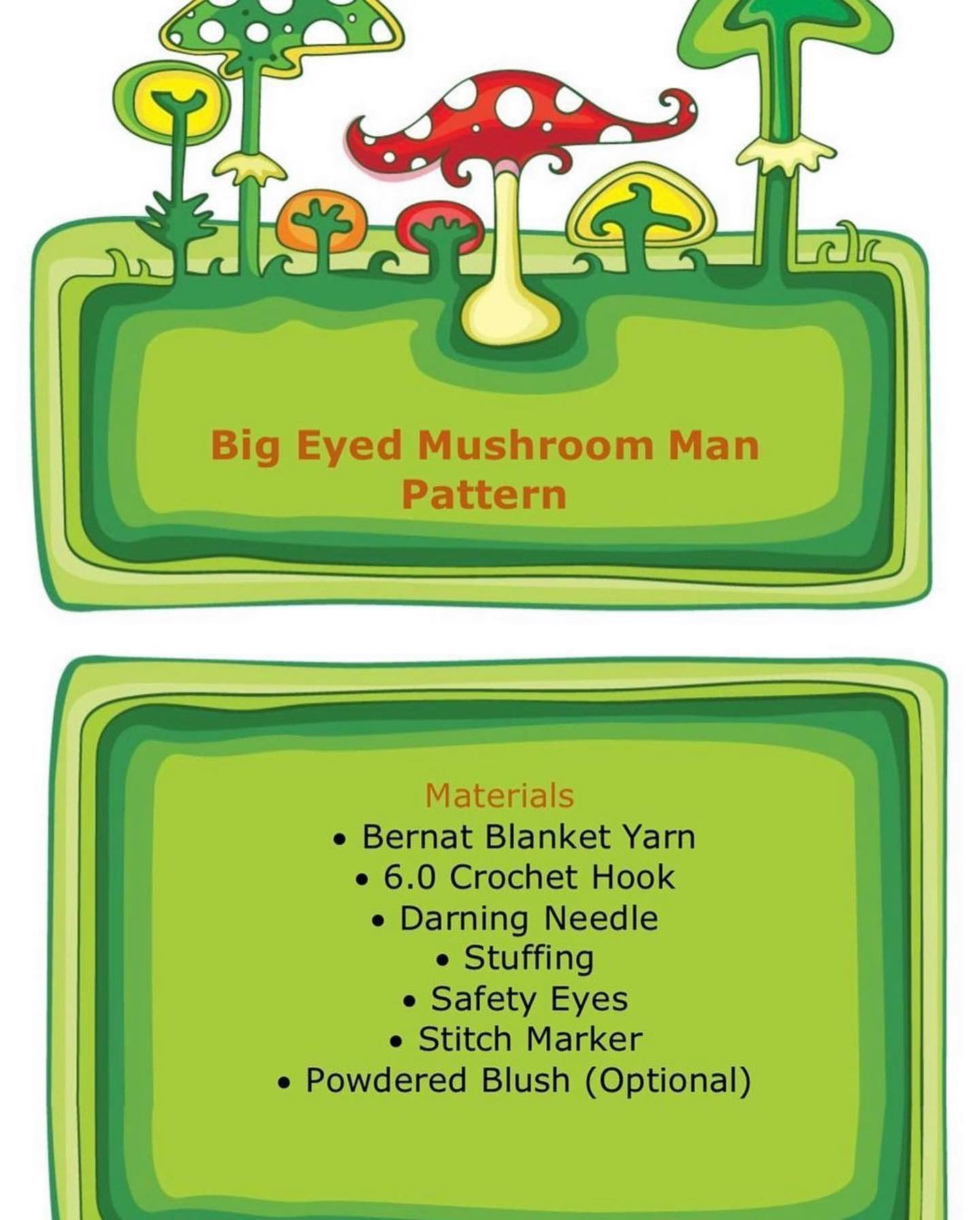 big eyed mushroom man pattern