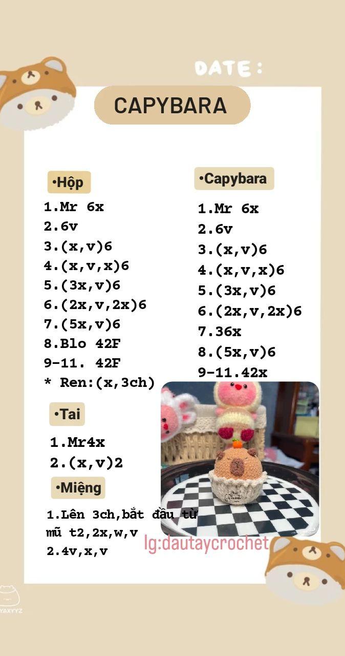 Chart móc bánh capybara