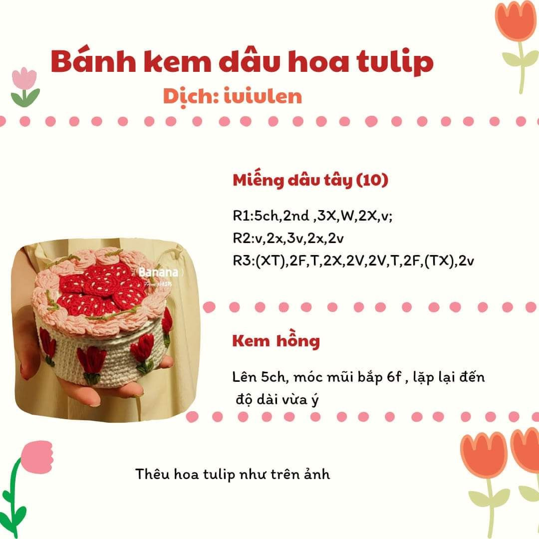 chart móc  bánh kem dâu hoa tulip