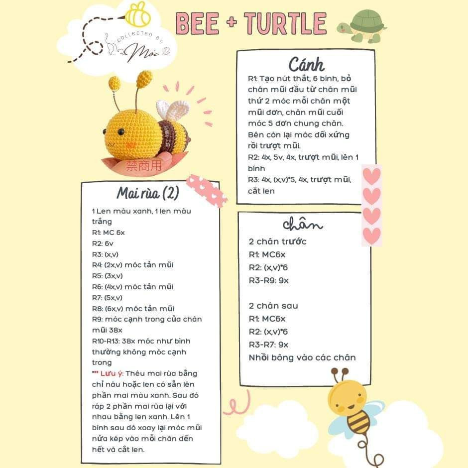 chart móc bee turtle