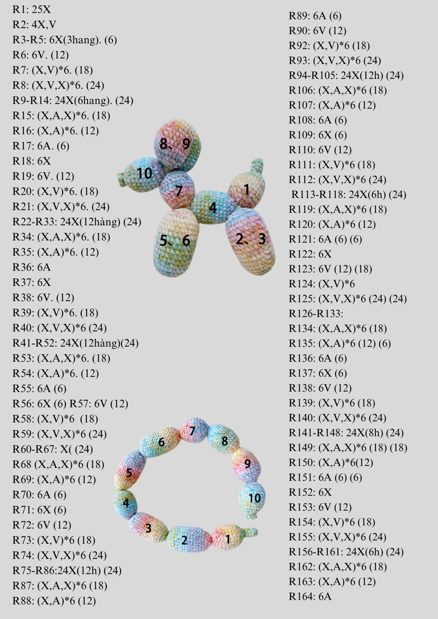 chart móc con cún, pha crochet