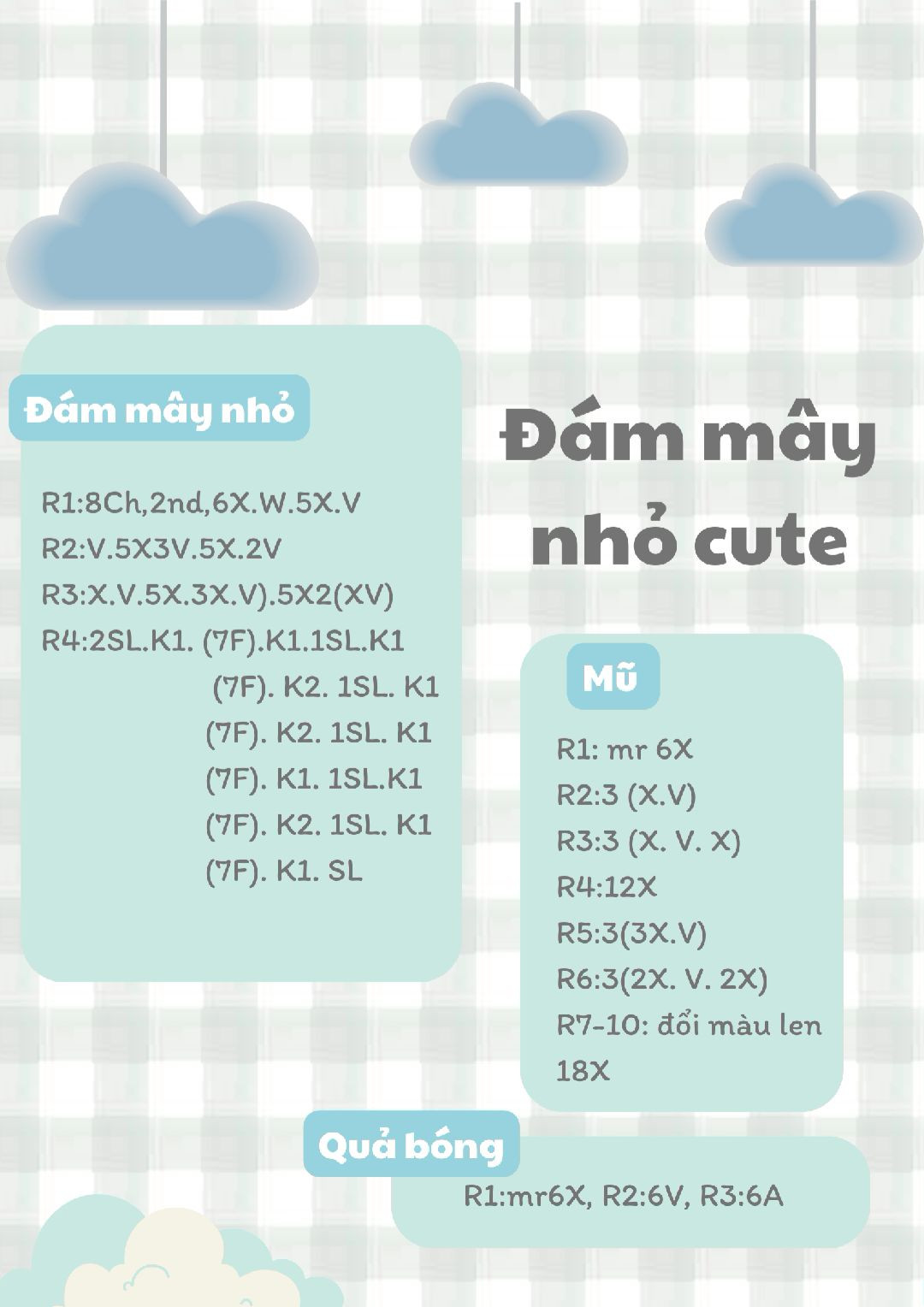 chart móc Đám mây nhỏ cute