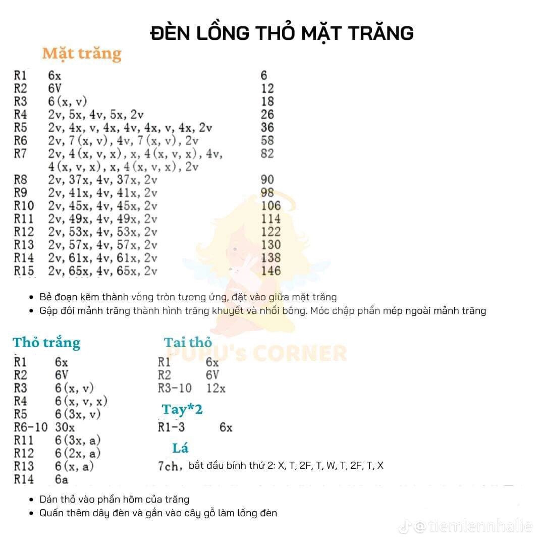 chart móc đèn lồng thỏ mặt trăng