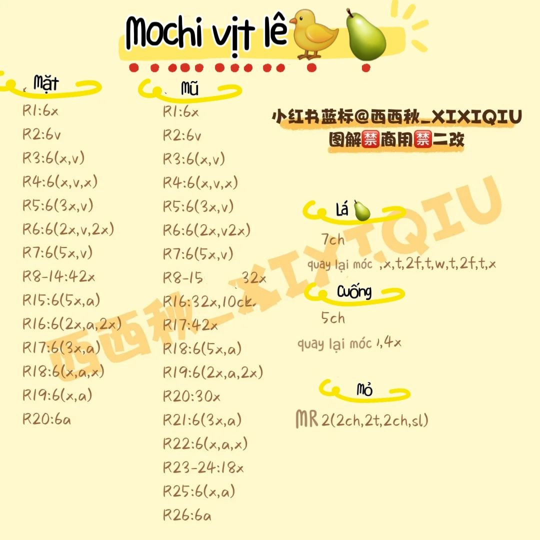 Chart móc gà la hét, mochi vịt lê.