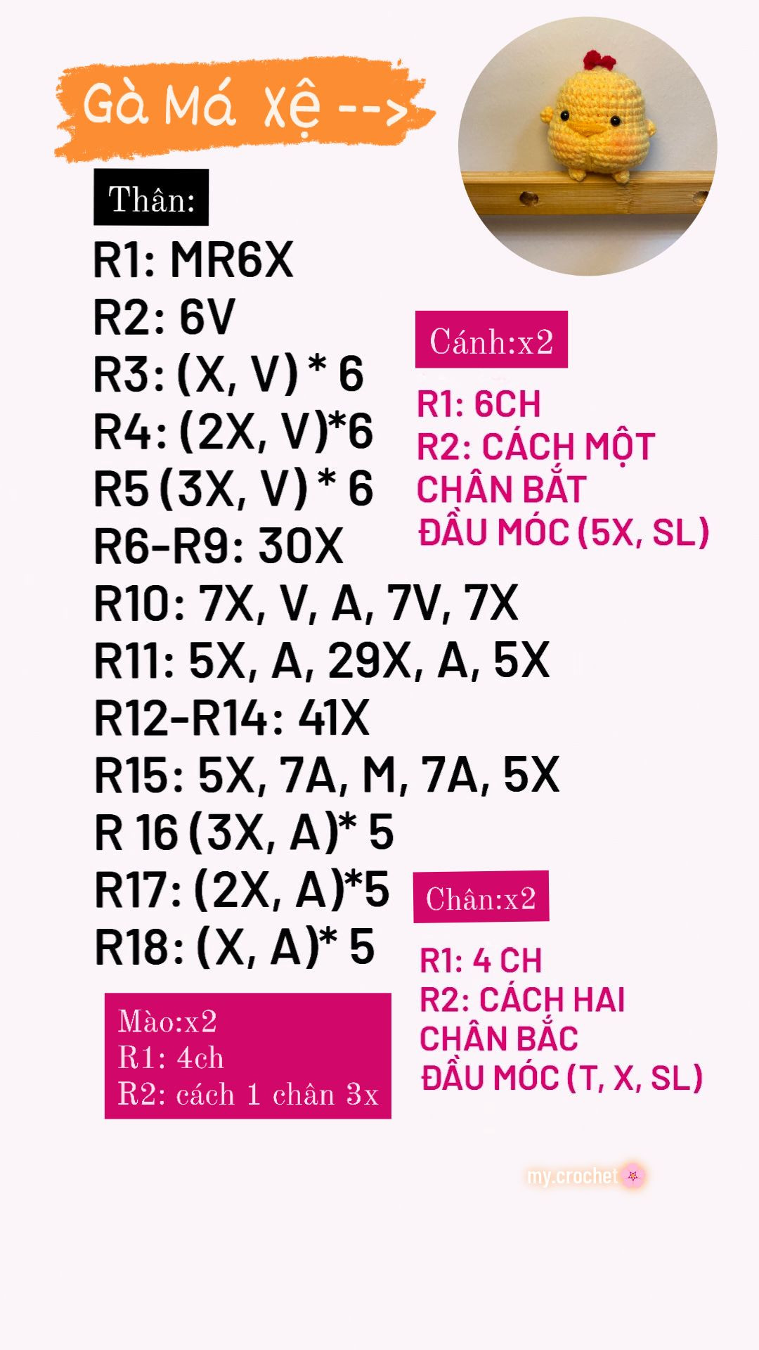 Chart móc gà má xệ