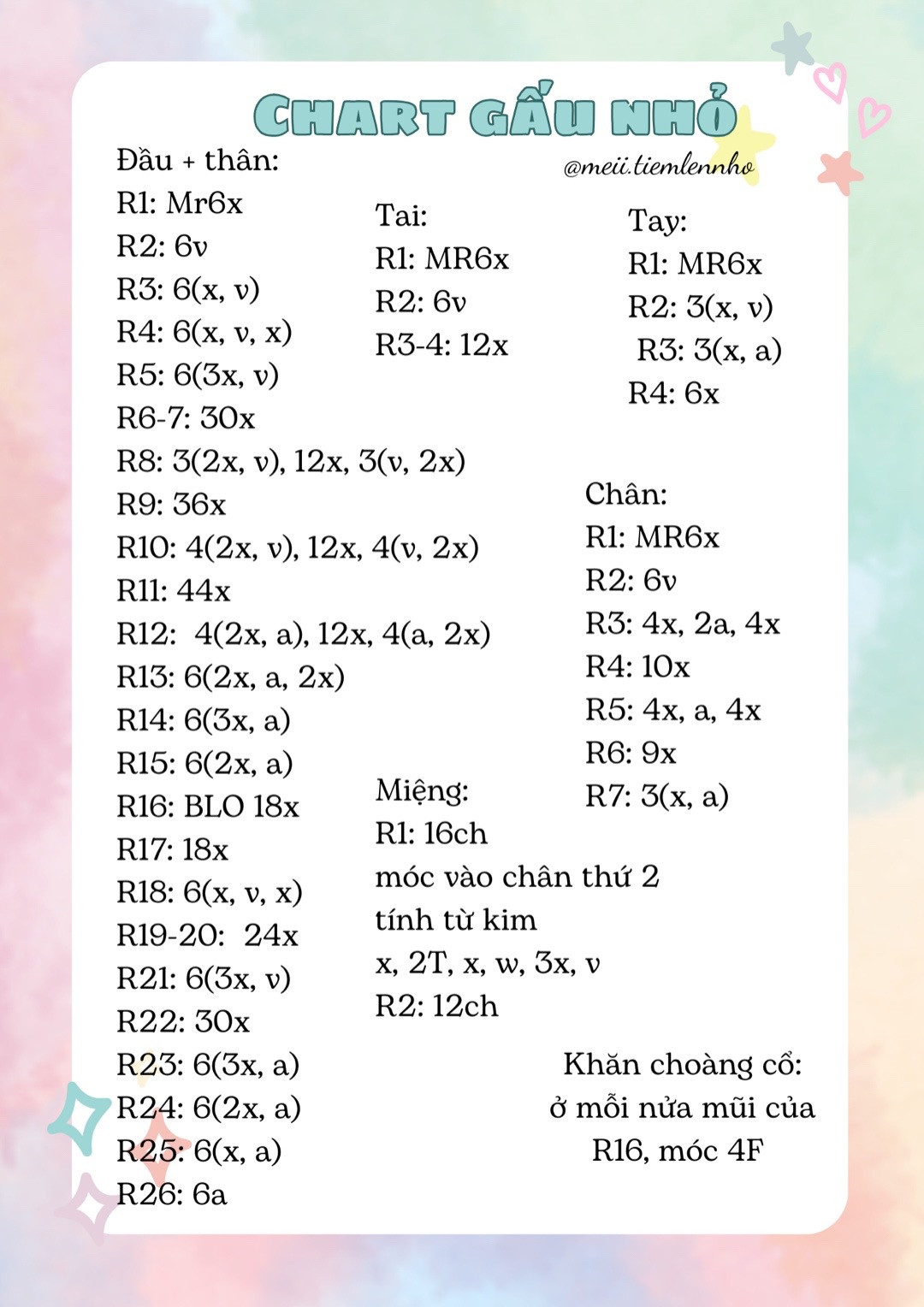 chart móc gấu nhỏ