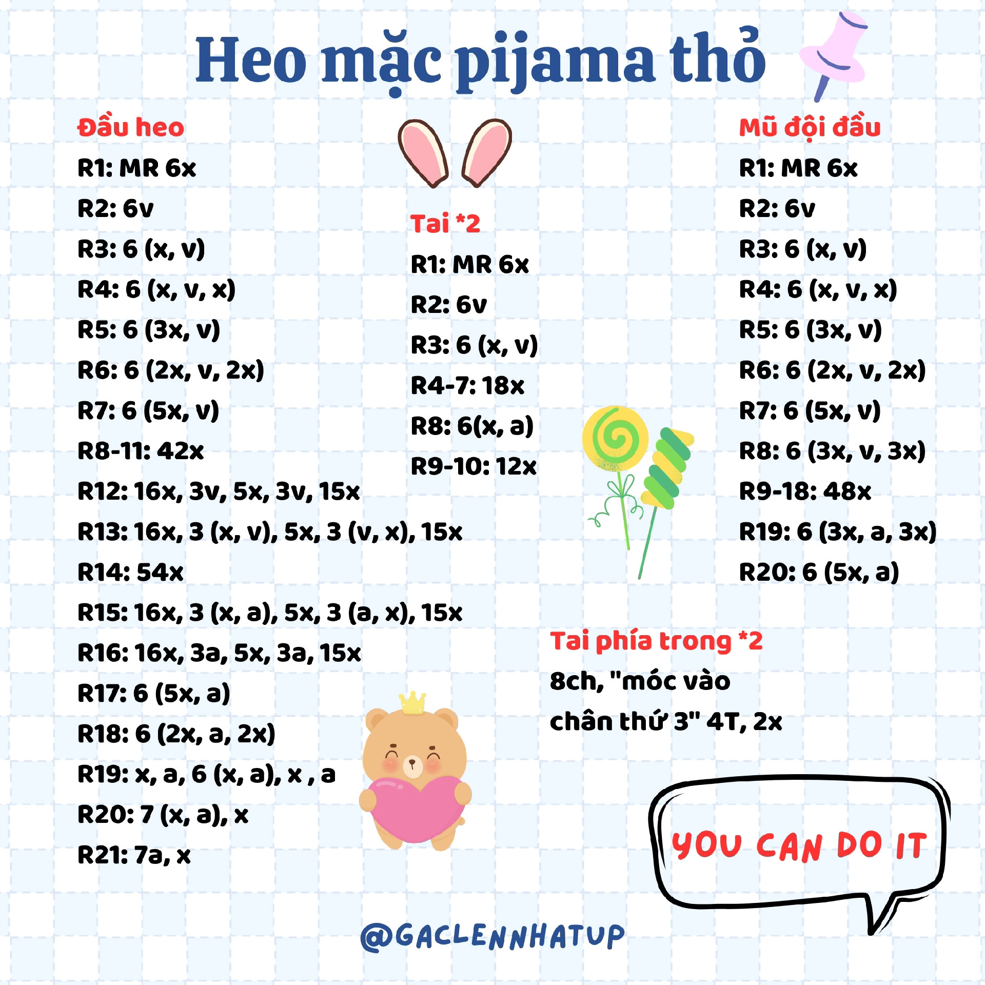 Chart móc heo mặc pijama thỏ