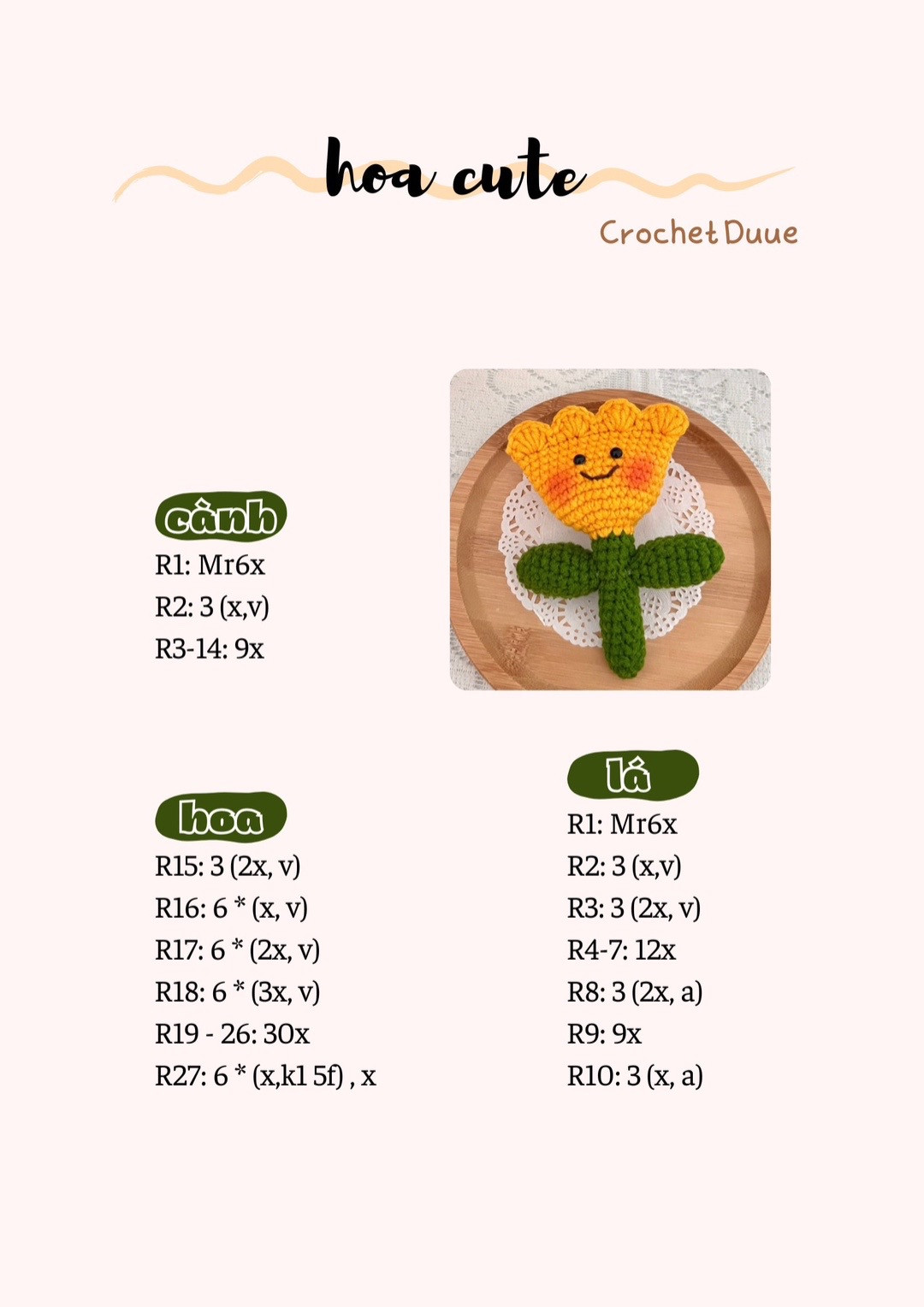 chart móc hoa cute