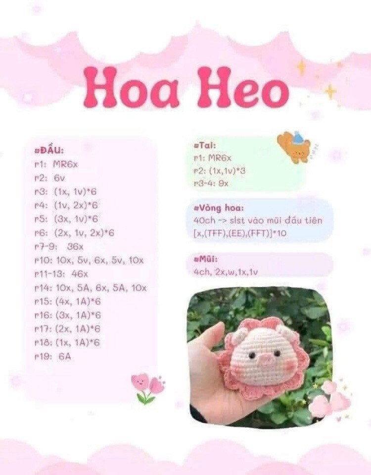 chart móc hoa heo mũi hồng,