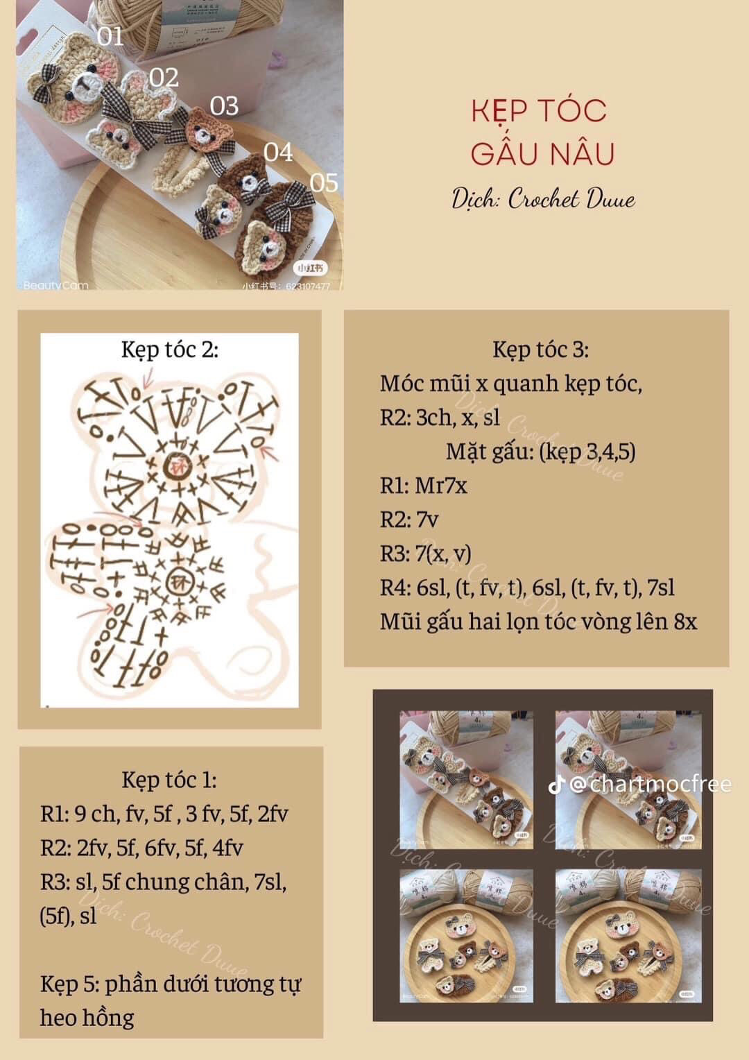 chart móc kẹp tóc gấu nâu