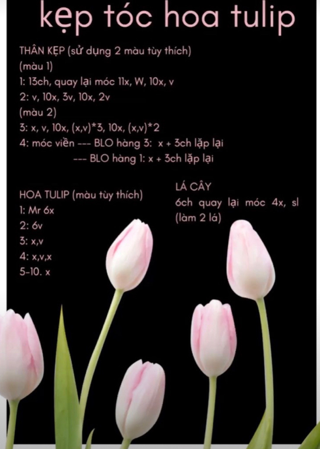 chart móc kẹp tóc hoa tulip