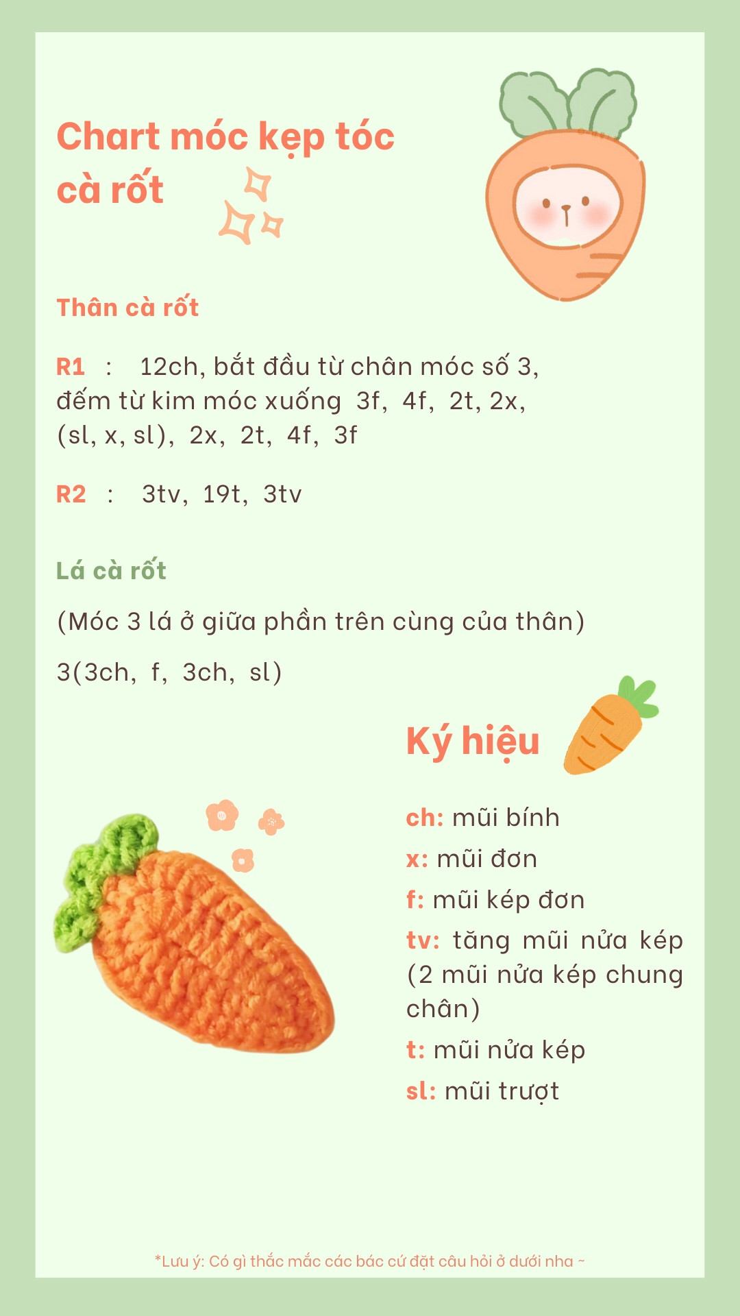 Chart móc kẹp tóc thỏ. kẹp tóc carrot, cà rốt.