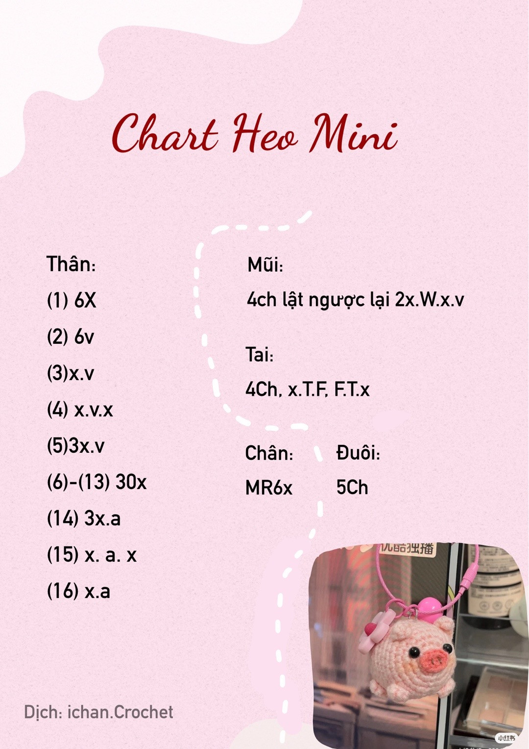 chart móc khóa heo mini