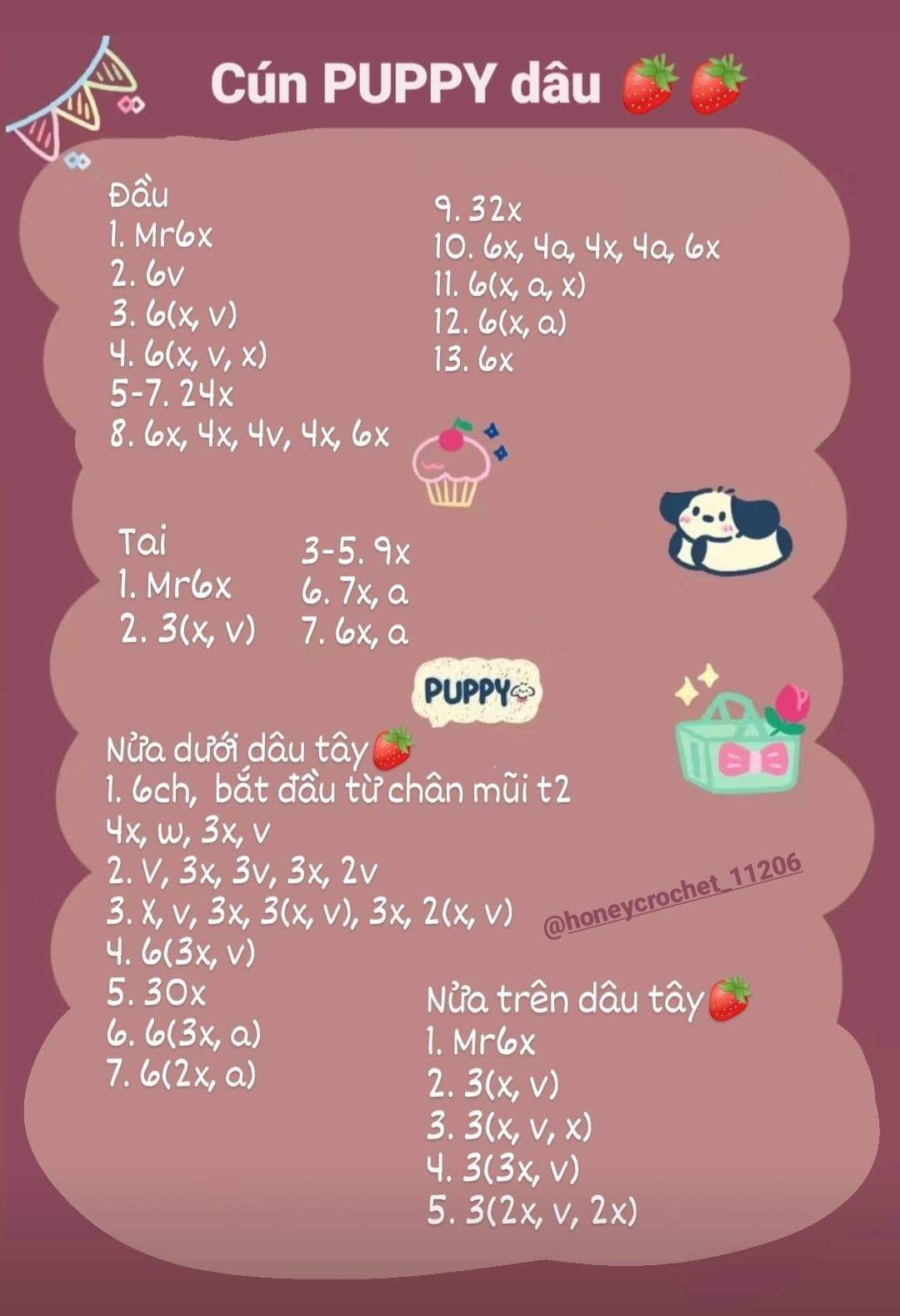 chart móc khóa puppy dâu