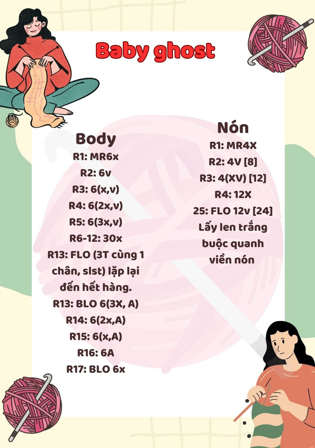 Chart móc len baby ghost