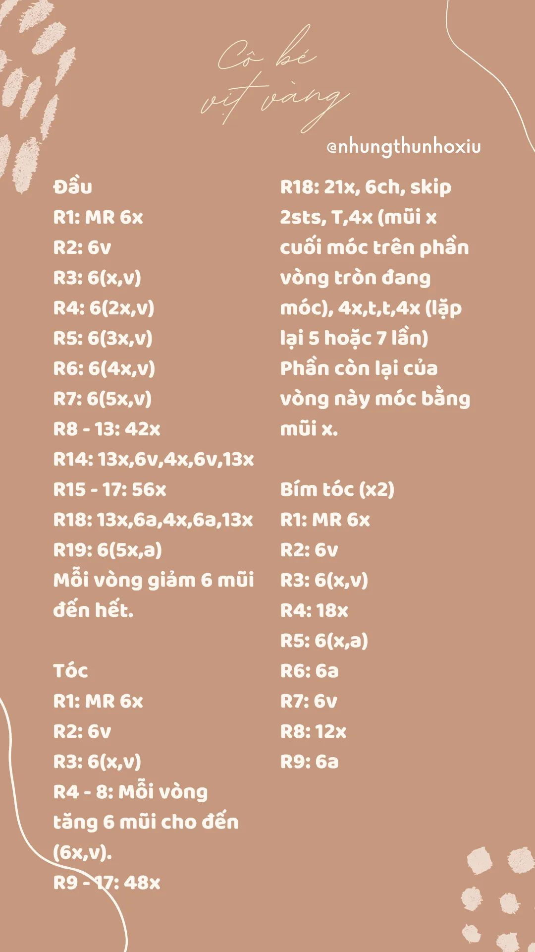 Chart móc len cô bé vịt vàng.