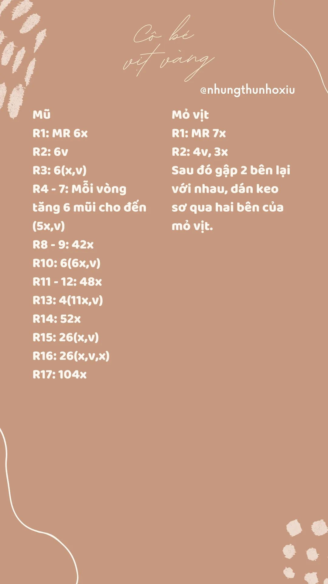 Chart móc len cô bé vịt vàng.