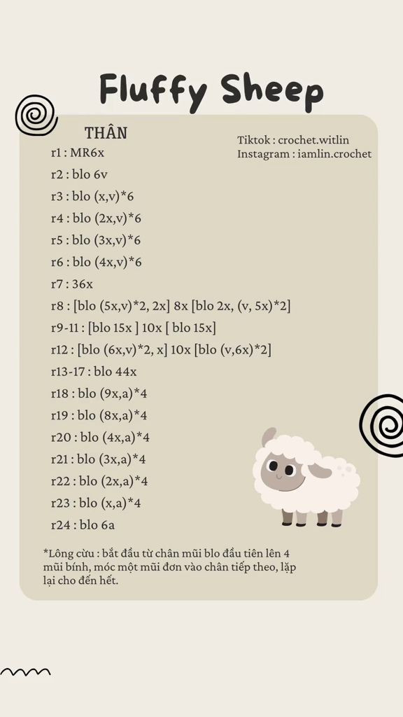 chart móc len fluffy sheep