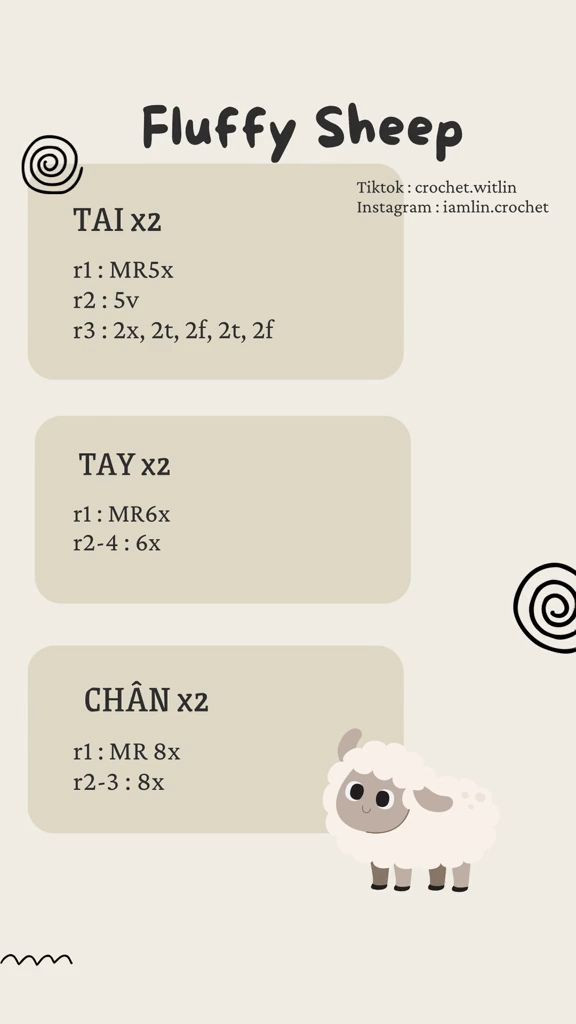 chart móc len fluffy sheep