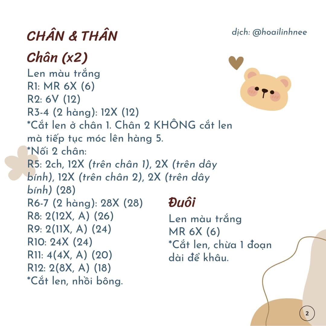 Chart móc len Gấu hoa.