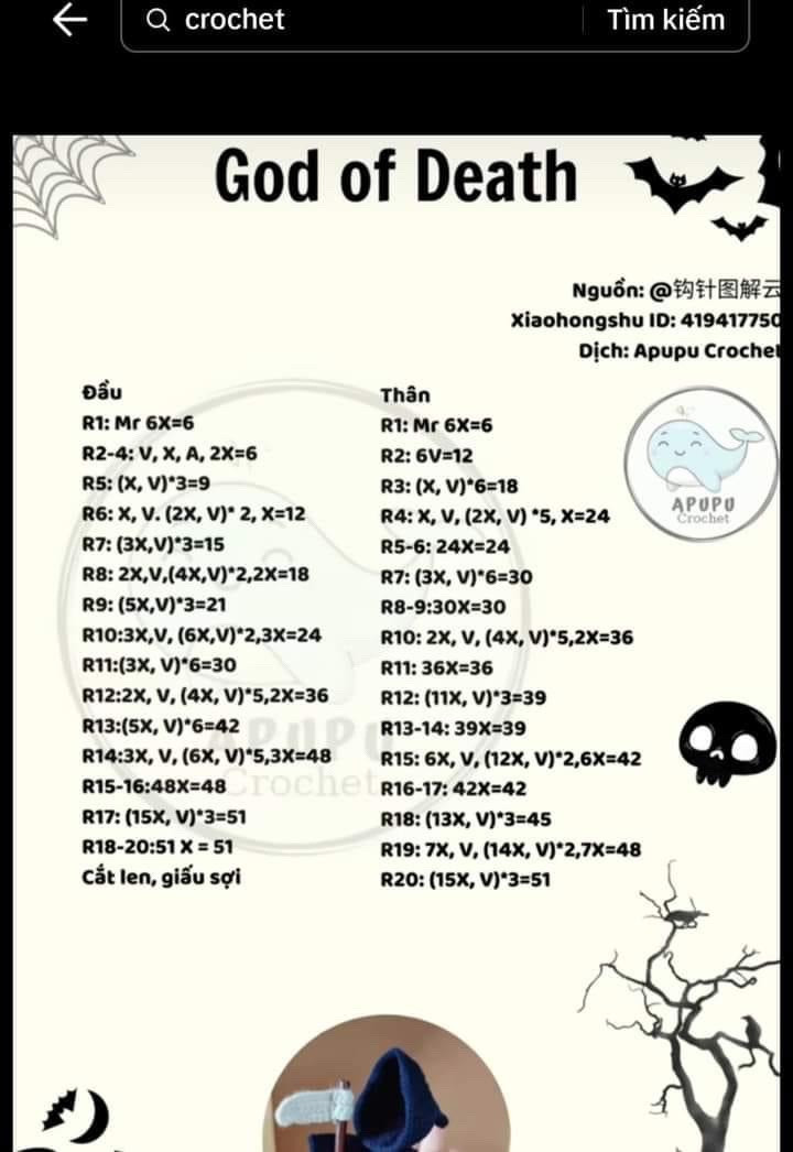 chart móc len god of death