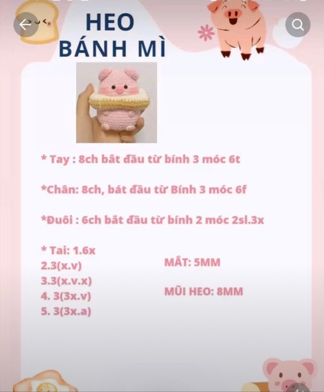 Chart móc len heo bánh mỳ.