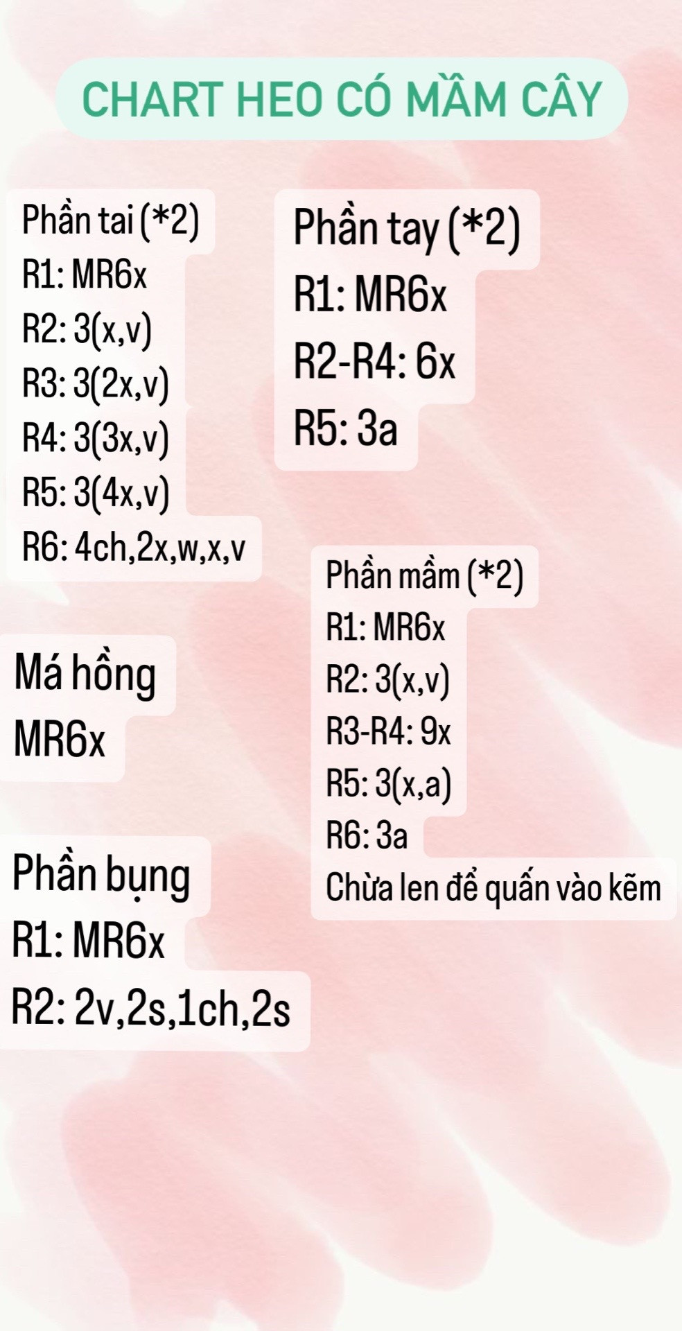 Chart móc len heo có mầm cây.