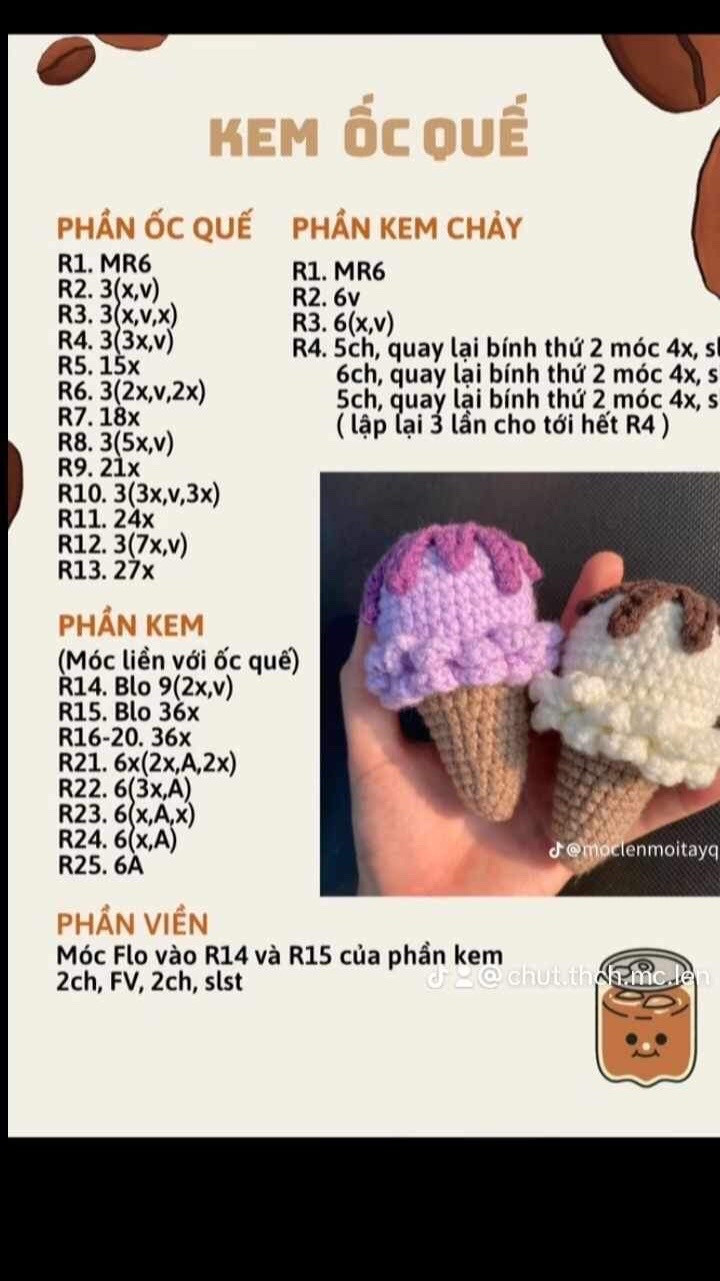 Chart móc len Hoa heo. mũi màu hồng.