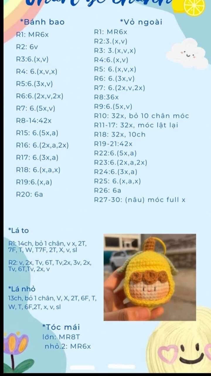 Chart móc len Hoa heo. mũi màu hồng.